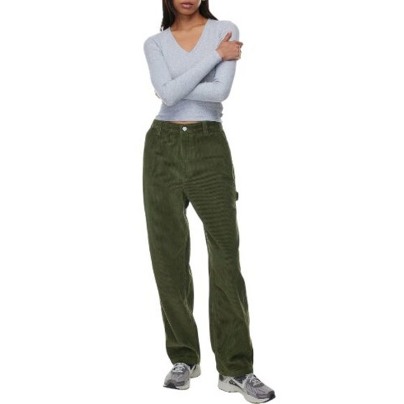 TNA green corduroy wide leg pants size 8 - Picture 1 of 7